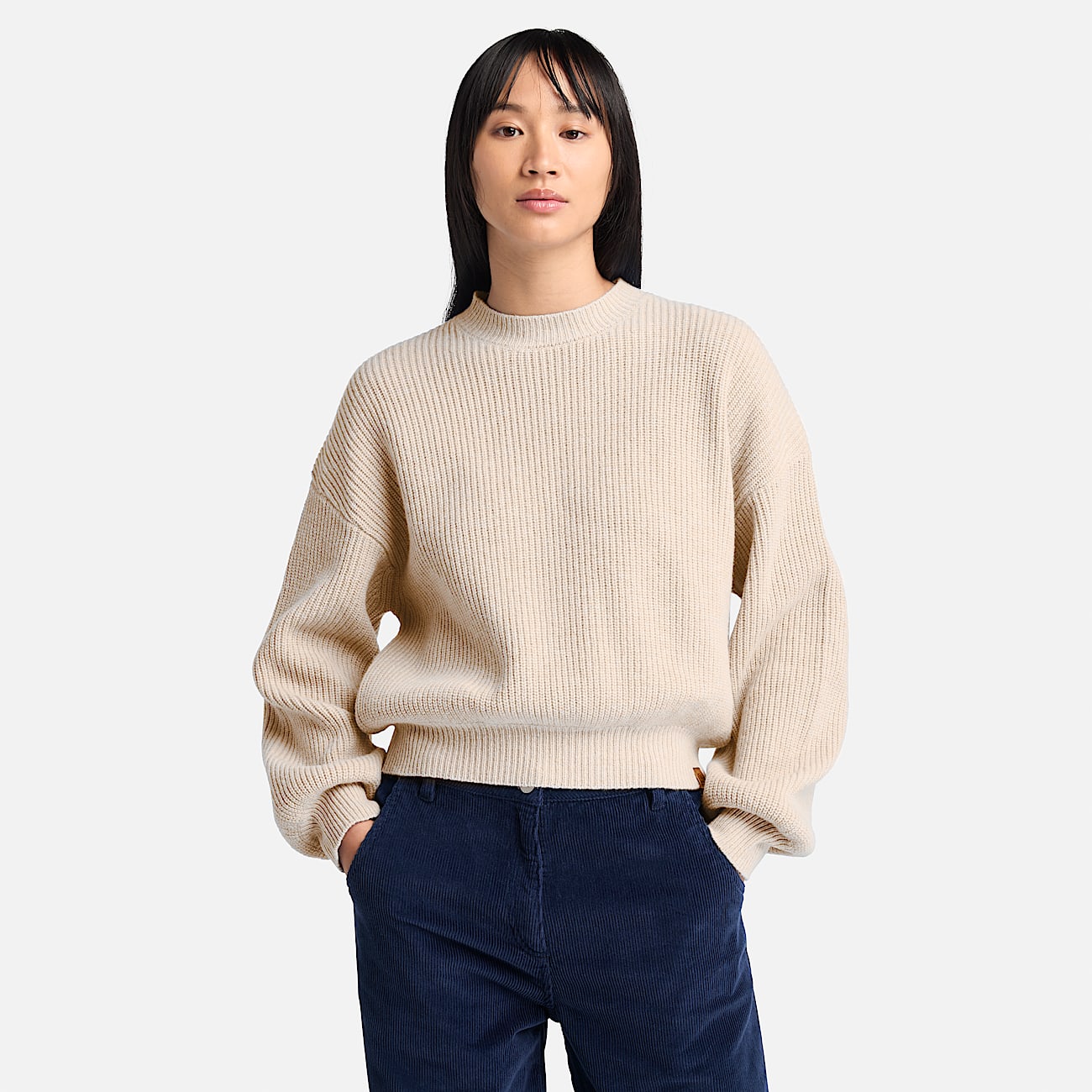 Wool Blend Crew Jumper for Women in Beige