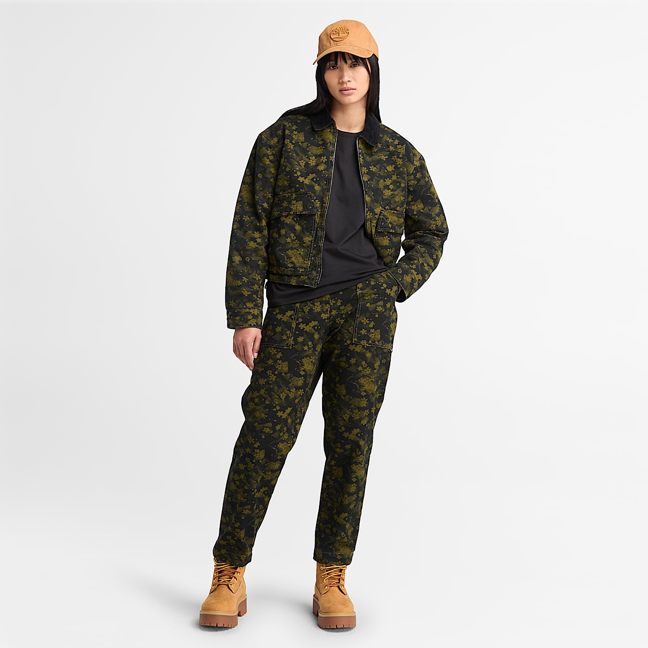 Pantalón estampado para mujer en negro/verde - 2