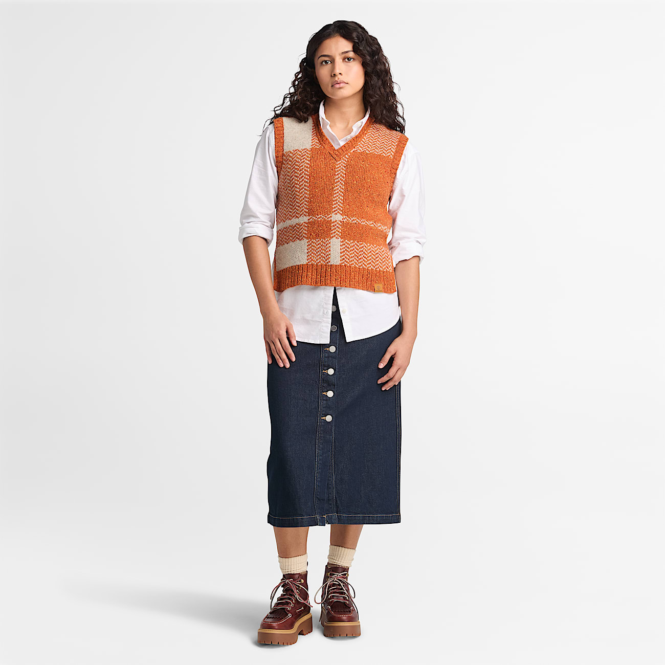 Wool Blend Gilet for Women in Orange