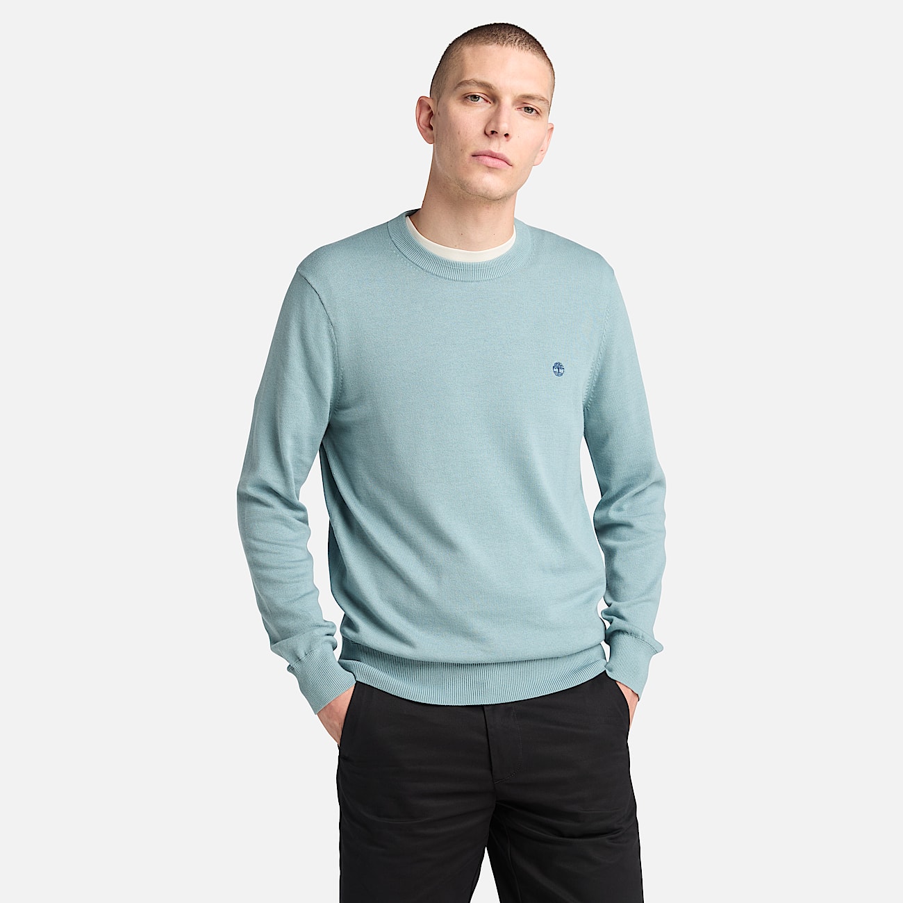 Garngefärbter Williams River Pullover aus Baumwolle für Herren in Hellblau - 1