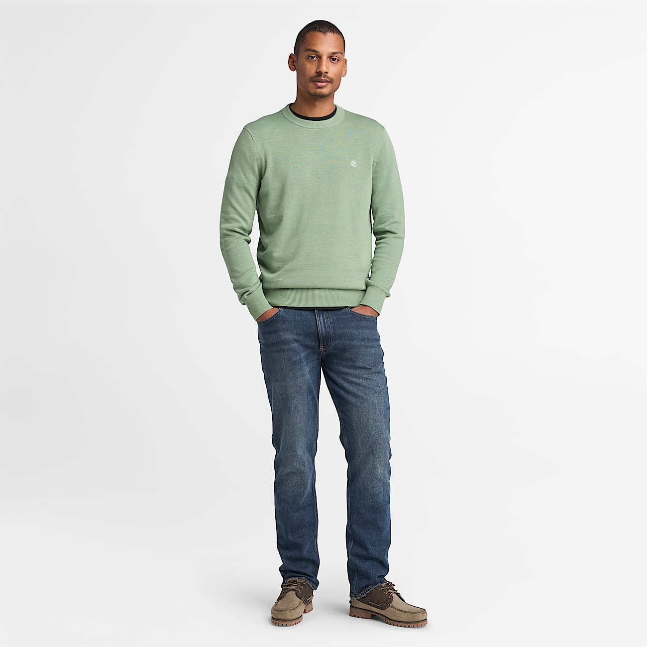 Garngefärbter Williams River Pullover aus Baumwolle für Herren in Grün - 2