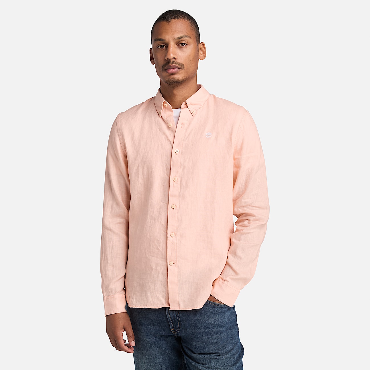 Chemise en lin Mill Brook pour homme en rose clair - 1
