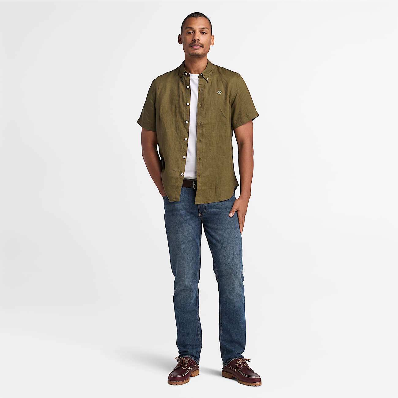 Camisa de Manga Curta em Linho Mill Brook para Homem em verde - 2