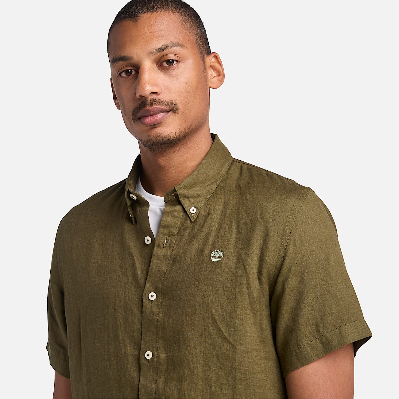 Camisa de Manga Curta em Linho Mill Brook para Homem em verde - 3