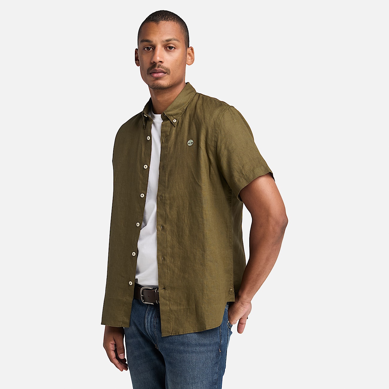 Camisa de Manga Curta em Linho Mill Brook para Homem em verde - 1