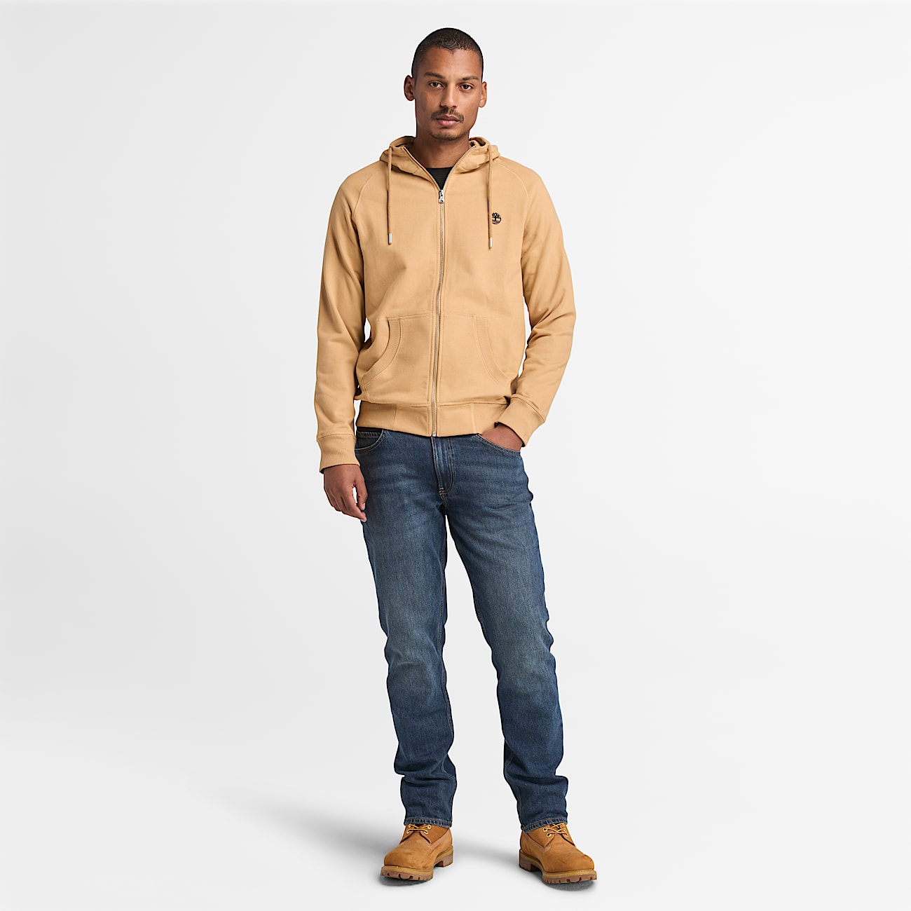 Felpa con Cappuccio e Zip Intera Loopback Exeter River da Uomo in giallo - 2