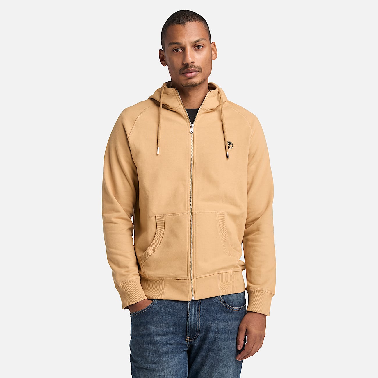 Felpa con Cappuccio e Zip Intera Loopback Exeter River da Uomo in giallo - 1