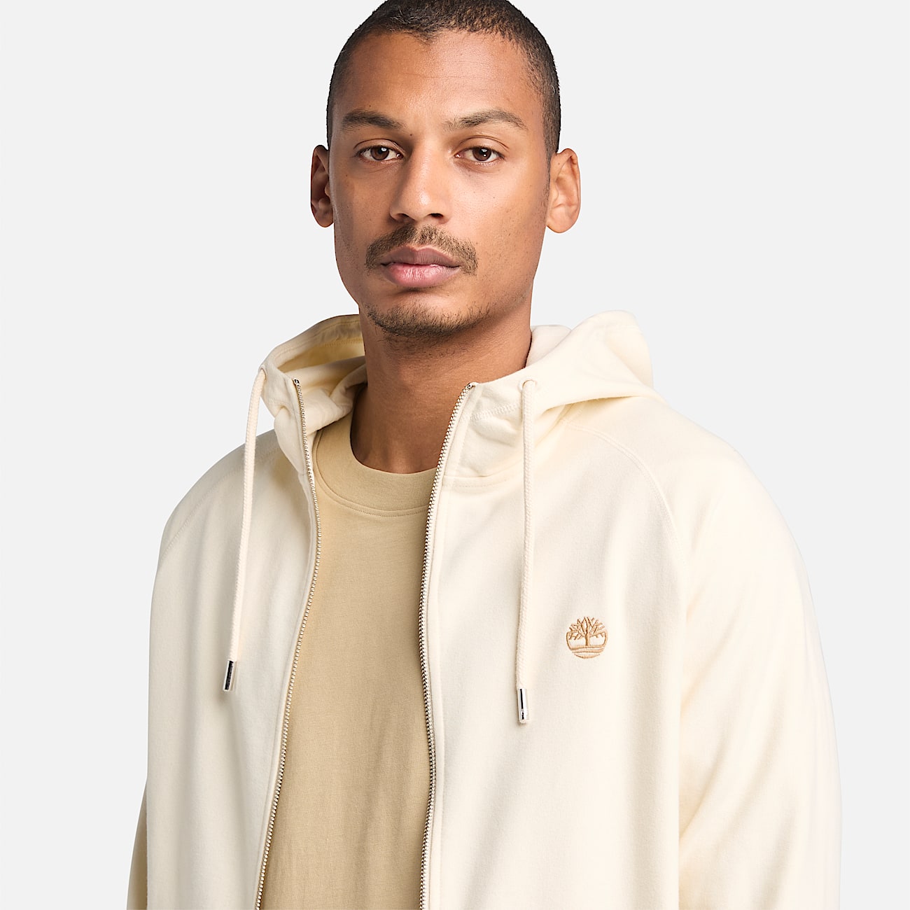 Veste à capuche zippée à envers bouclé Exeter River pour homme en beige clair - 3
