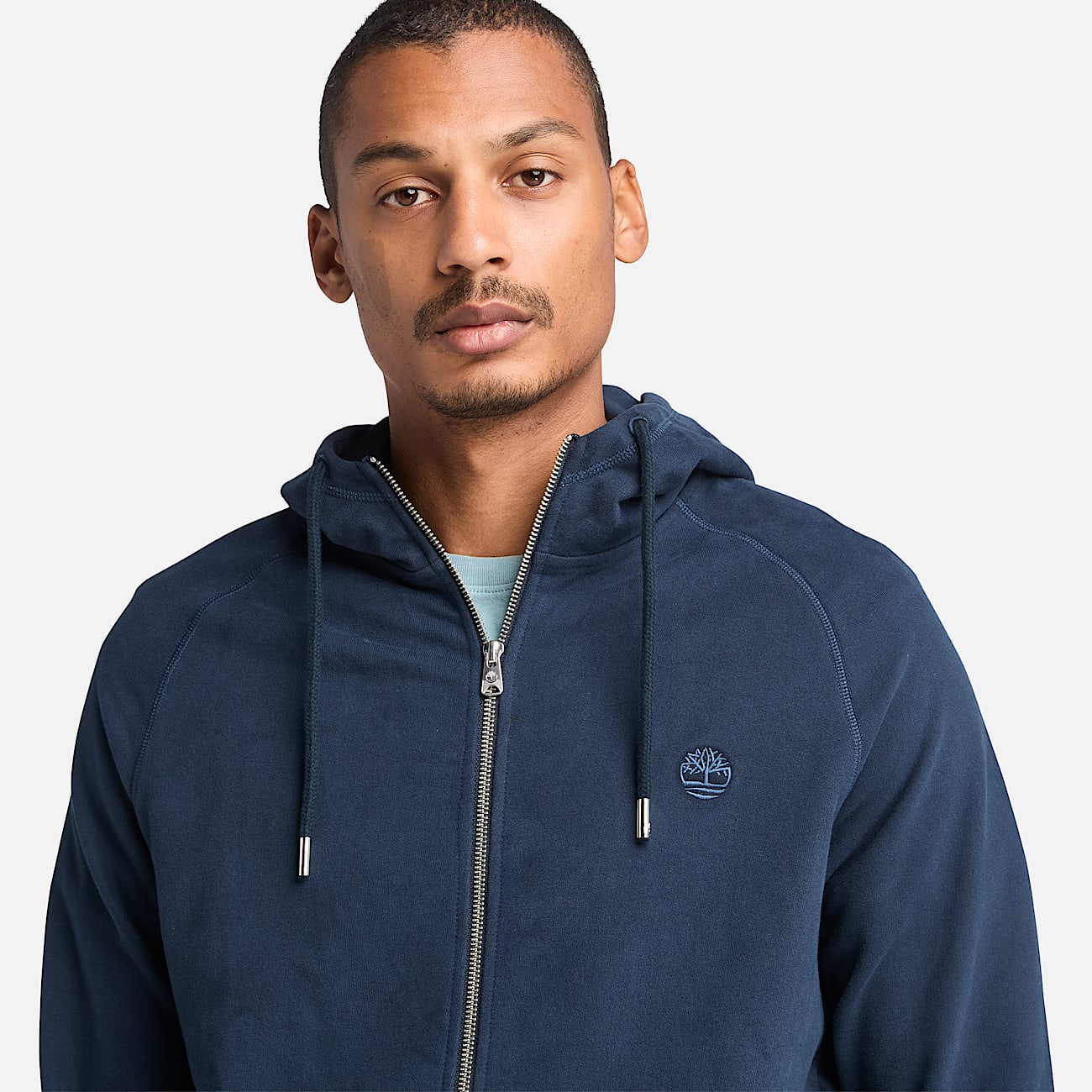 Veste à capuche zippée à envers bouclé Exeter River pour homme en bleu foncé - 3
