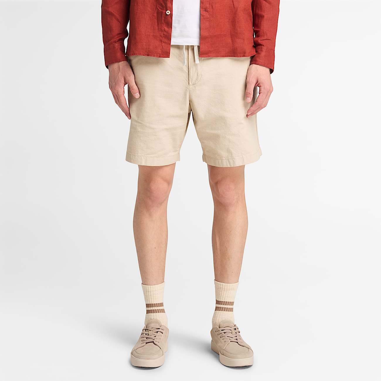 Baumwoll-Leinen-Shorts für Herren in Beige
