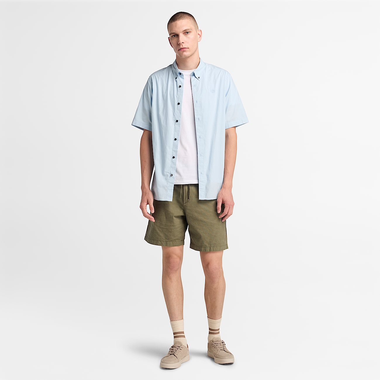 Baumwoll-Leinen-Shorts für Herren in Grün - 2