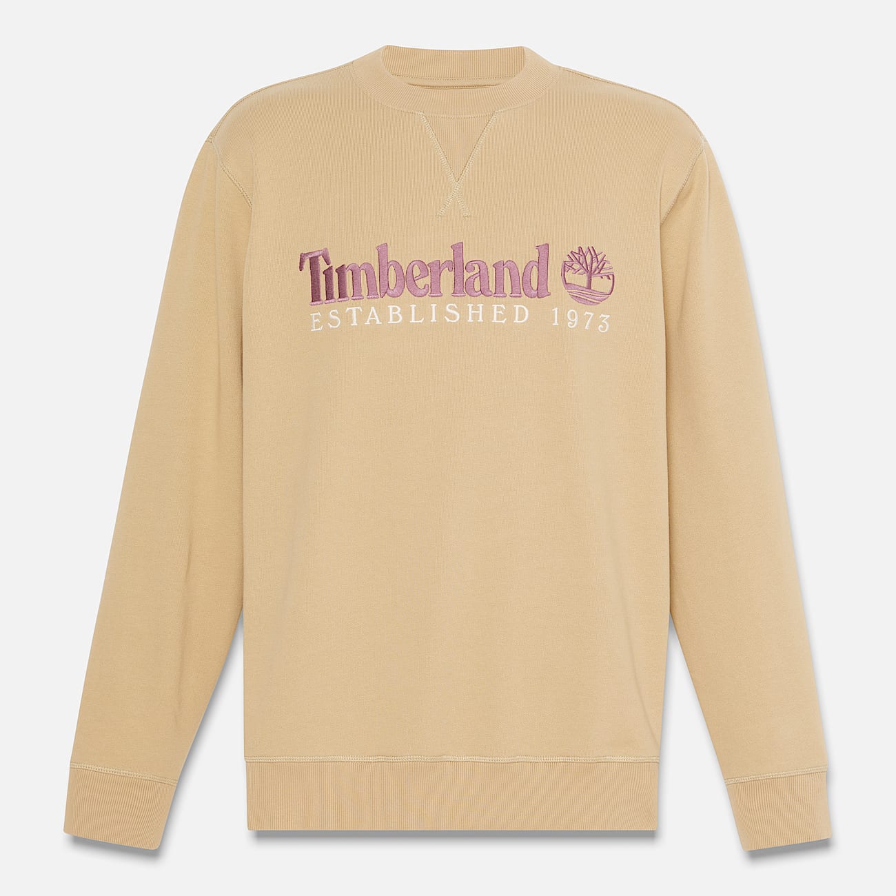 Established 1973 Embroidered Logo Crewneck Sweatshirt for Men in Beige - 5