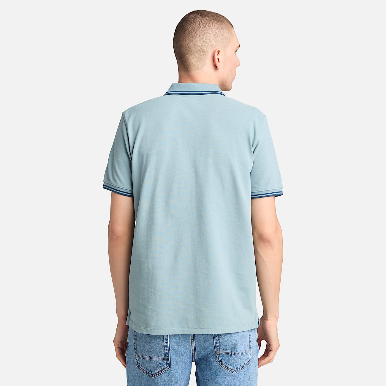 Polo Piqué com Risca Millers River para Homem em azul-claro - 4