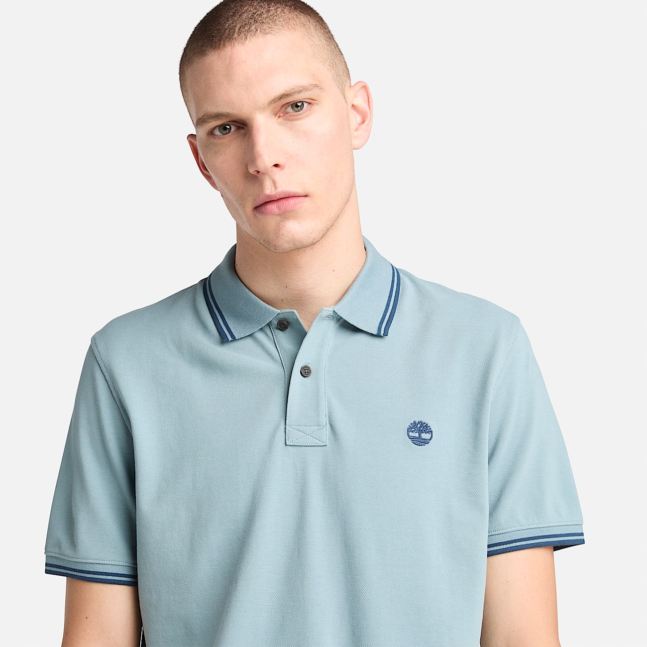 Polo Piqué com Risca Millers River para Homem em azul-claro - 3