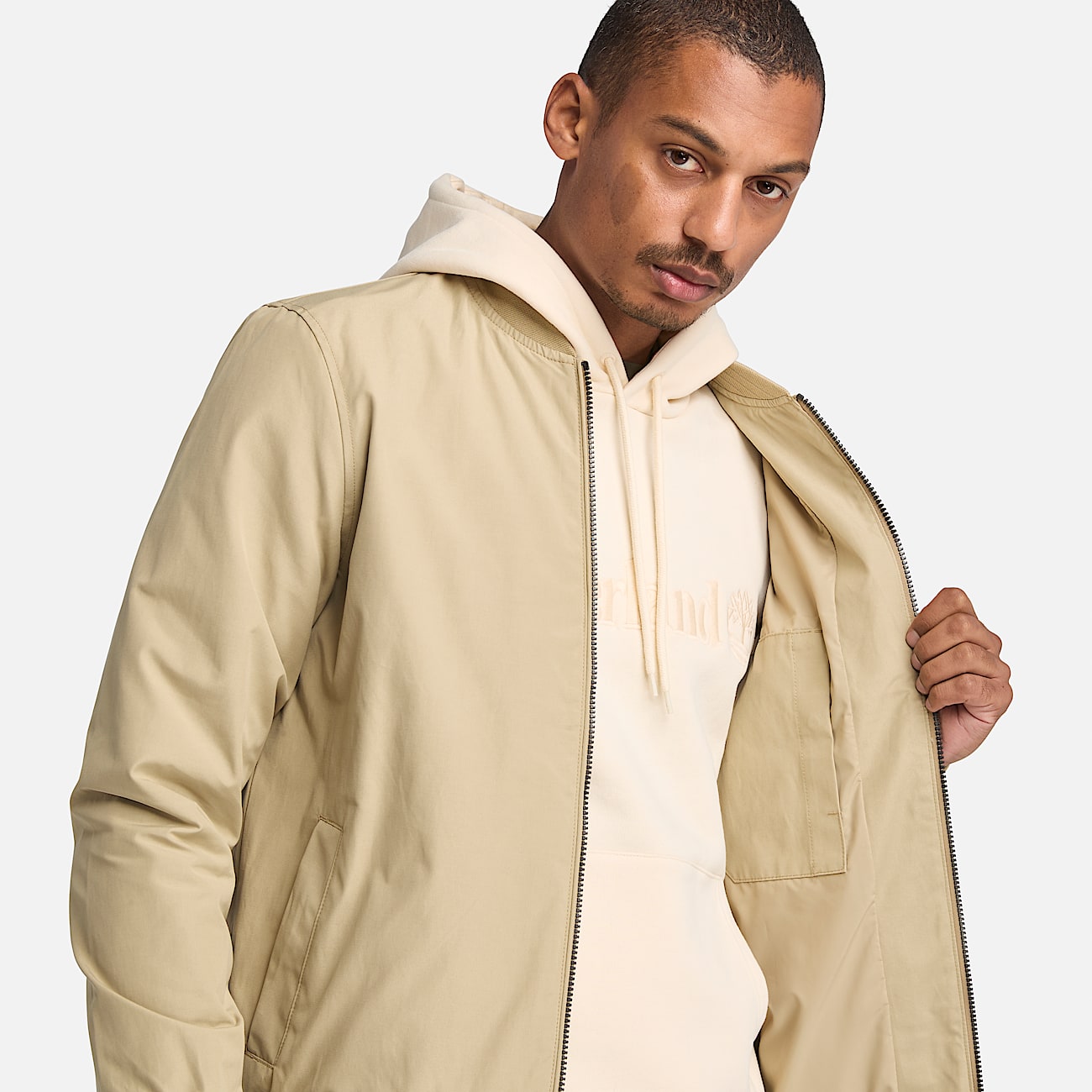 Strapazierfähige wasserabweisende Bomberjacke für Herren in Beige - 4