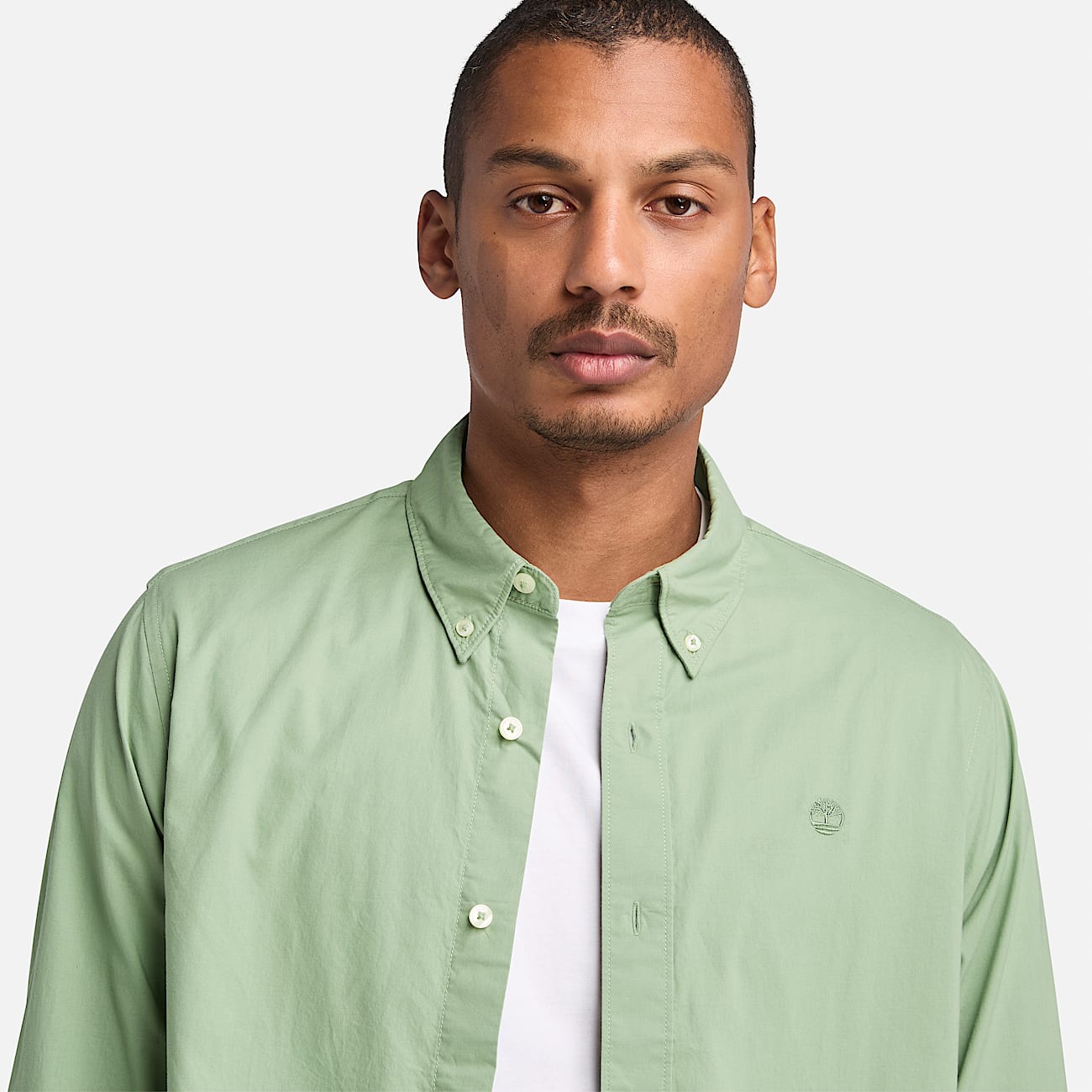 Camisa de Manga Comprida em Popelina Elástica para Homem em verde - 3