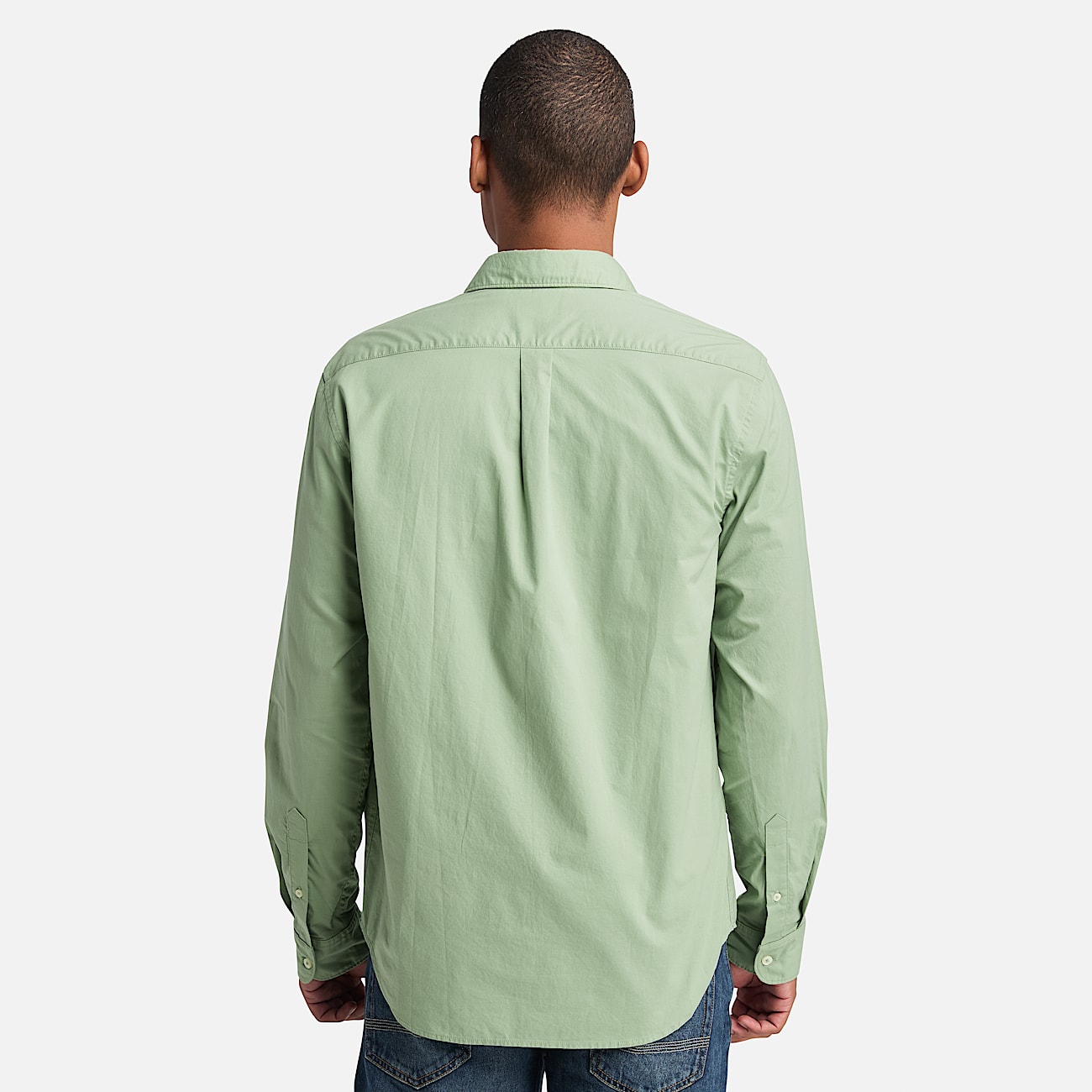 Camisa de Manga Comprida em Popelina Elástica para Homem em verde - 4
