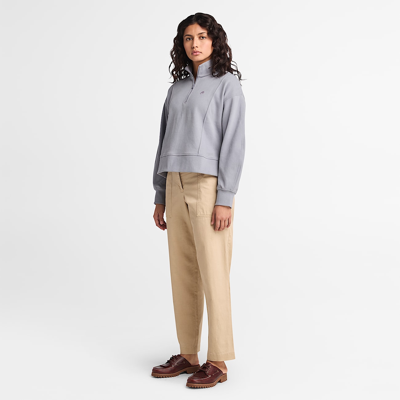 Linen Utility Fatigue Trouser for Women in Beige