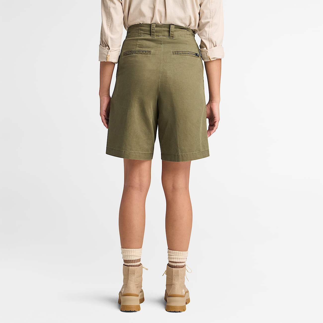 Bermudashorts aus Leinen für Damen in Grün - 5