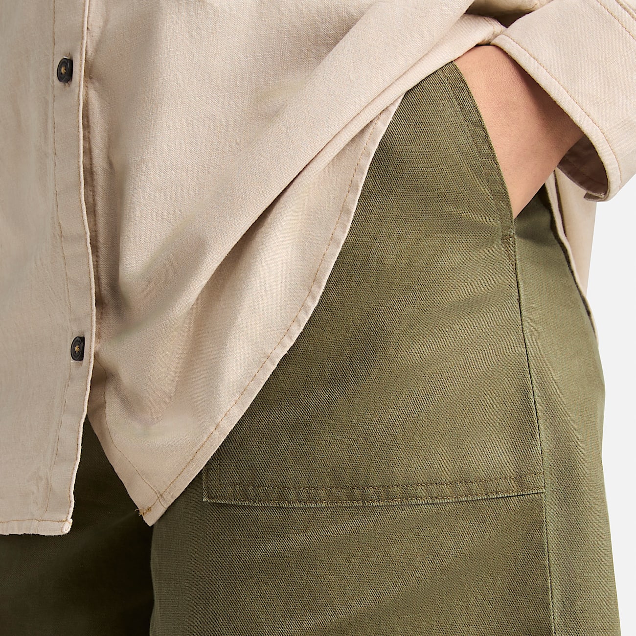 Bermudashorts aus Leinen für Damen in Grün - 4