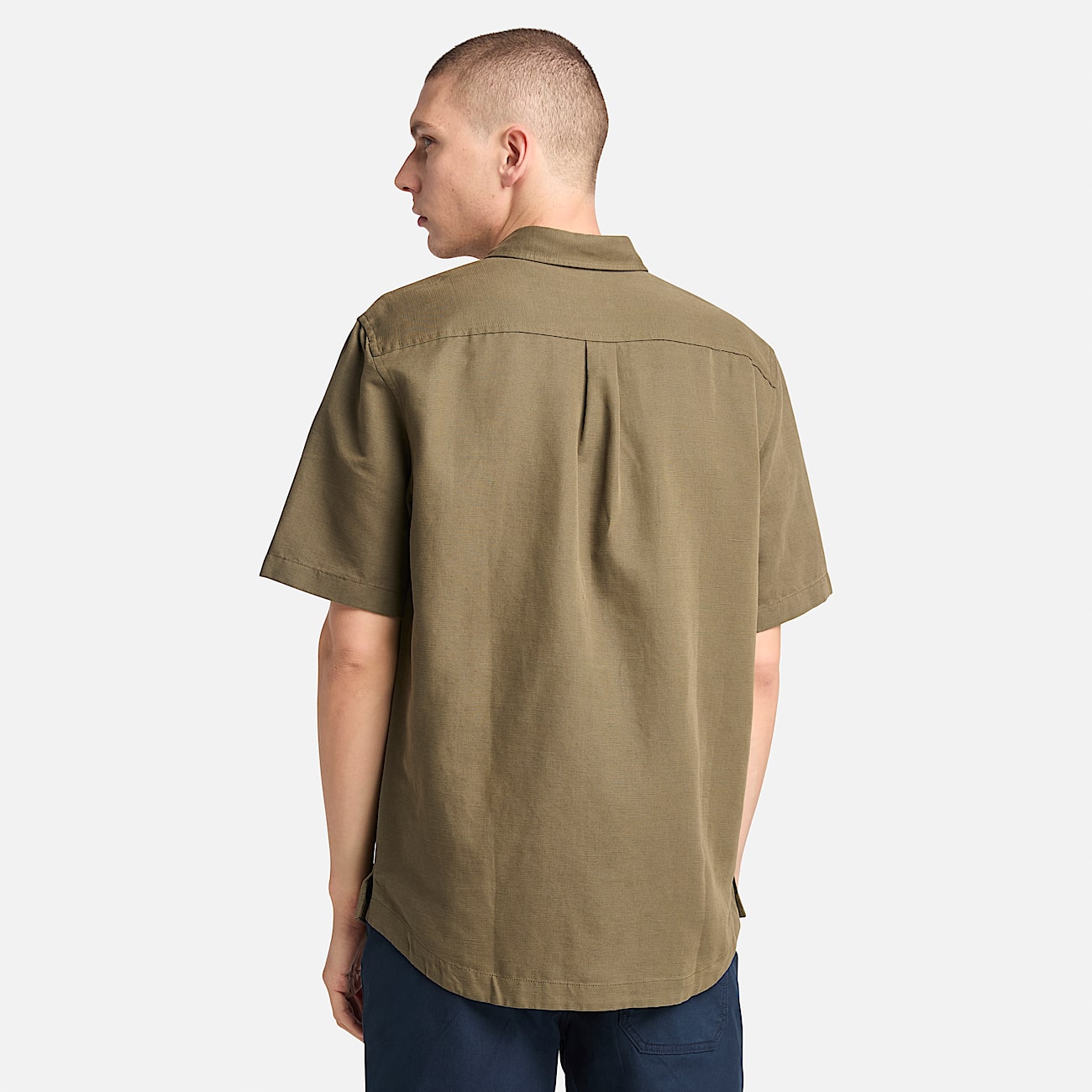 Overshirt Utility in Cotone e Lino da Uomo in verde - 4