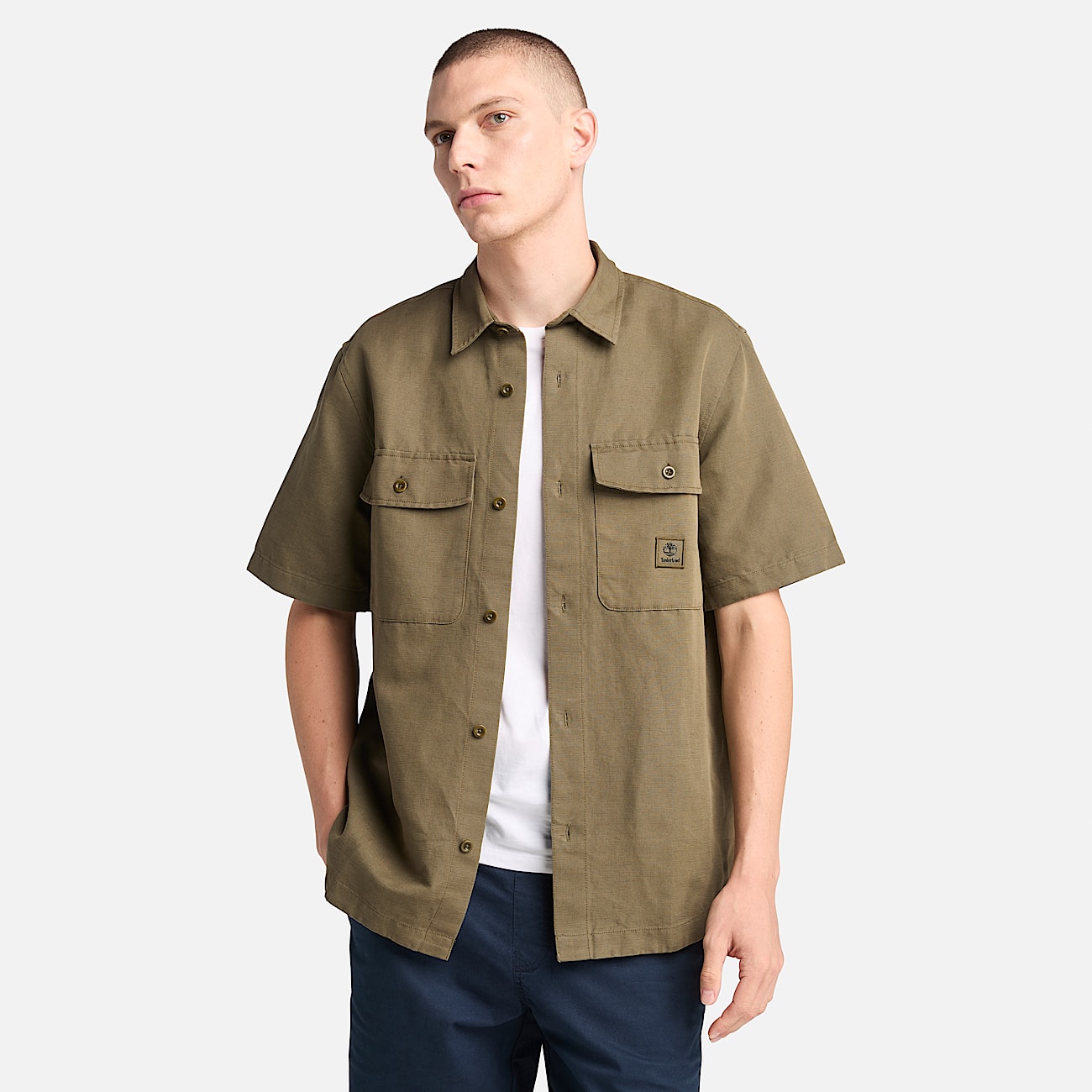 Overshirt Utility in Cotone e Lino da Uomo in verde - 1