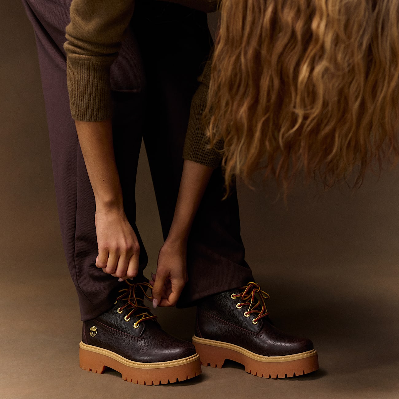 Stone Street Espresso 6-Inch Lace-Up Platform Waterproof Boot for Women in in Dark Brown/Black