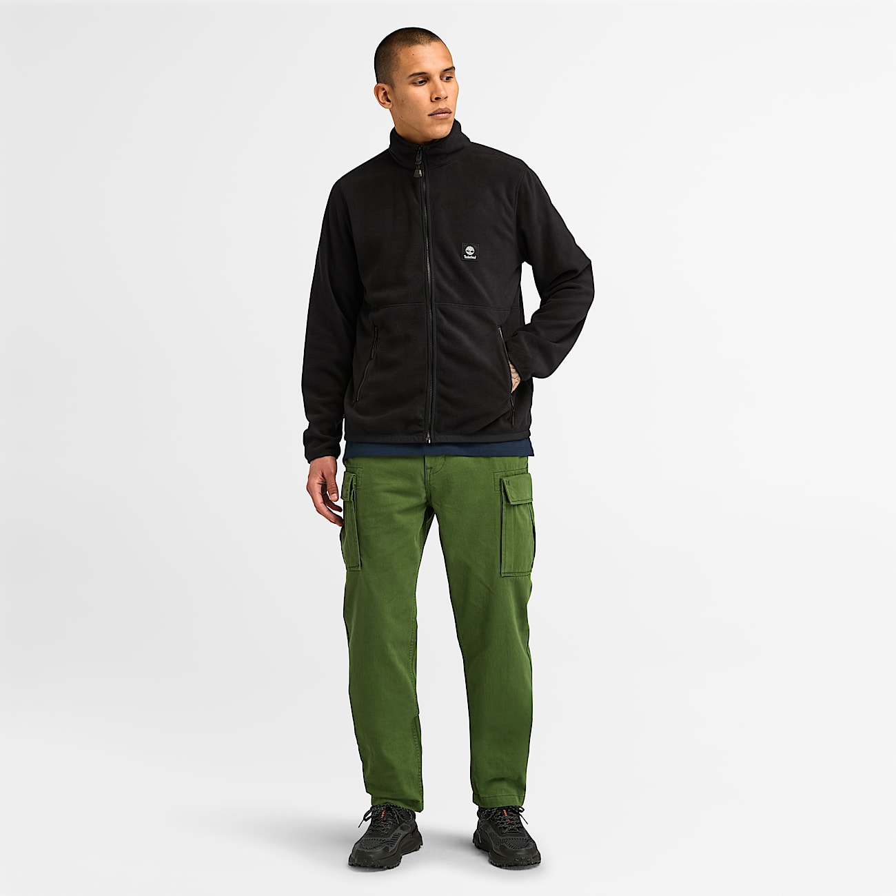 Polarfleece met volledige rits voor heren in zwart - 2