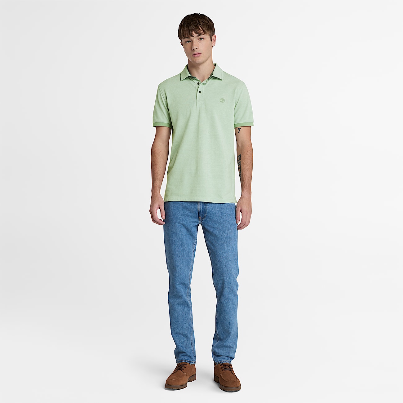 Kurzärmeliges Baboosic Brook Oxford-Polohemd für Herren in Grün