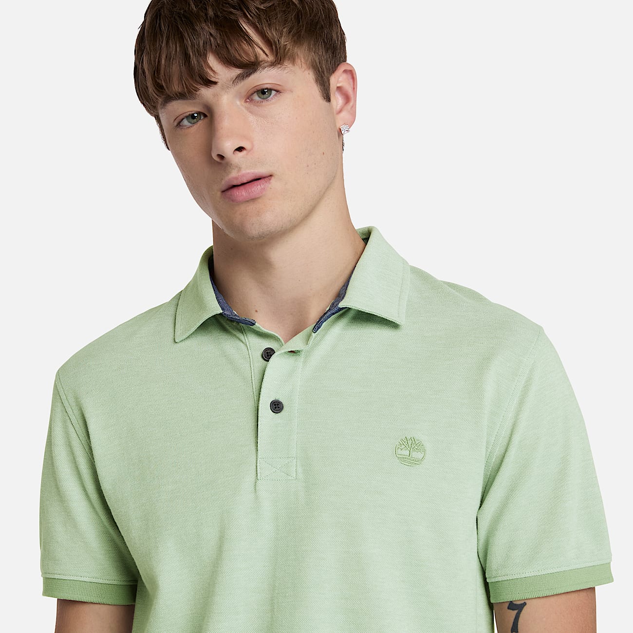 Kurzärmeliges Baboosic Brook Oxford-Polohemd für Herren in Grün