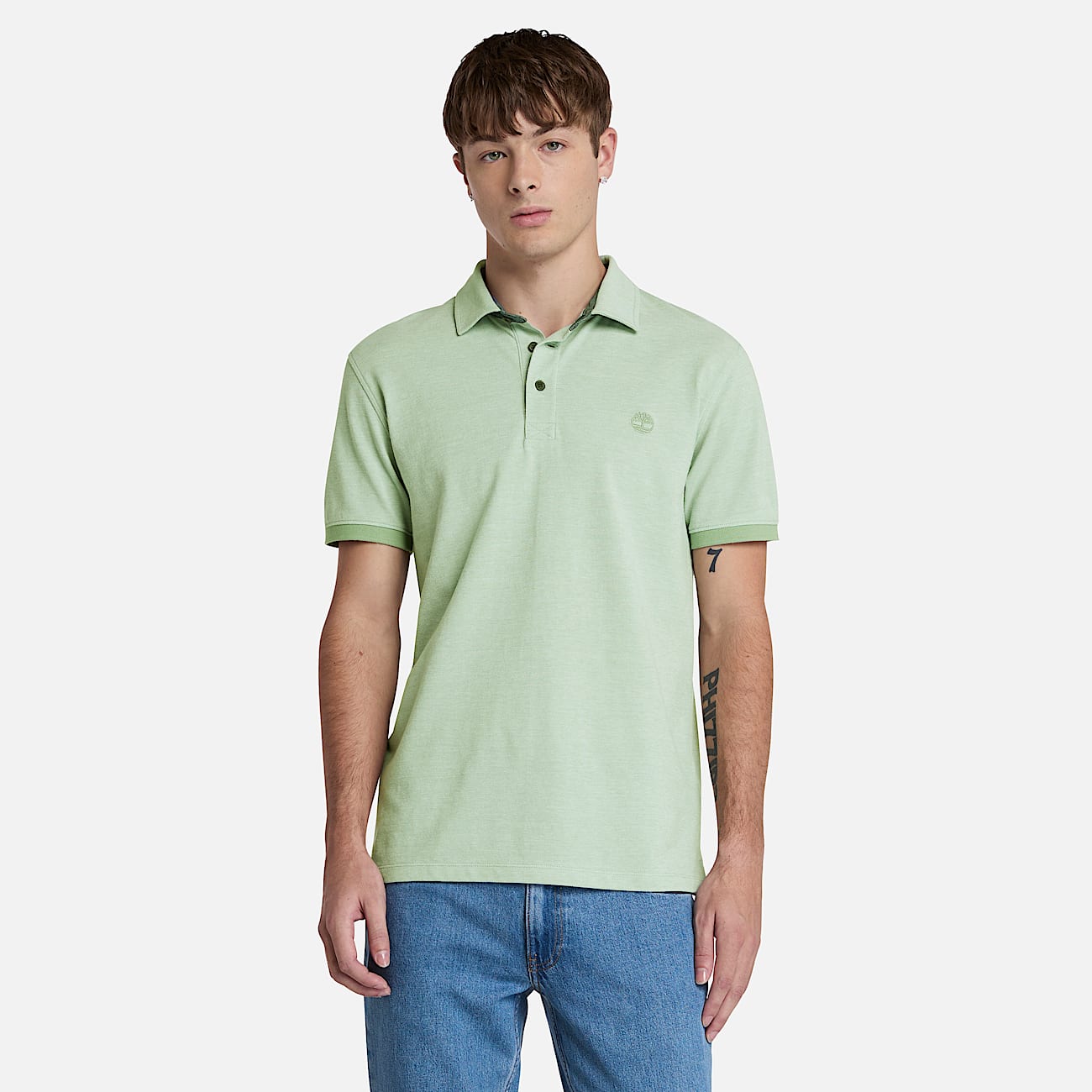 Kurzärmeliges Baboosic Brook Oxford-Polohemd für Herren in Grün