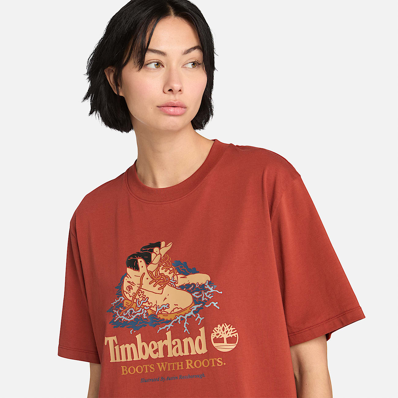 All Gender T-Shirt mit Boot-Grafik in Rot - 6