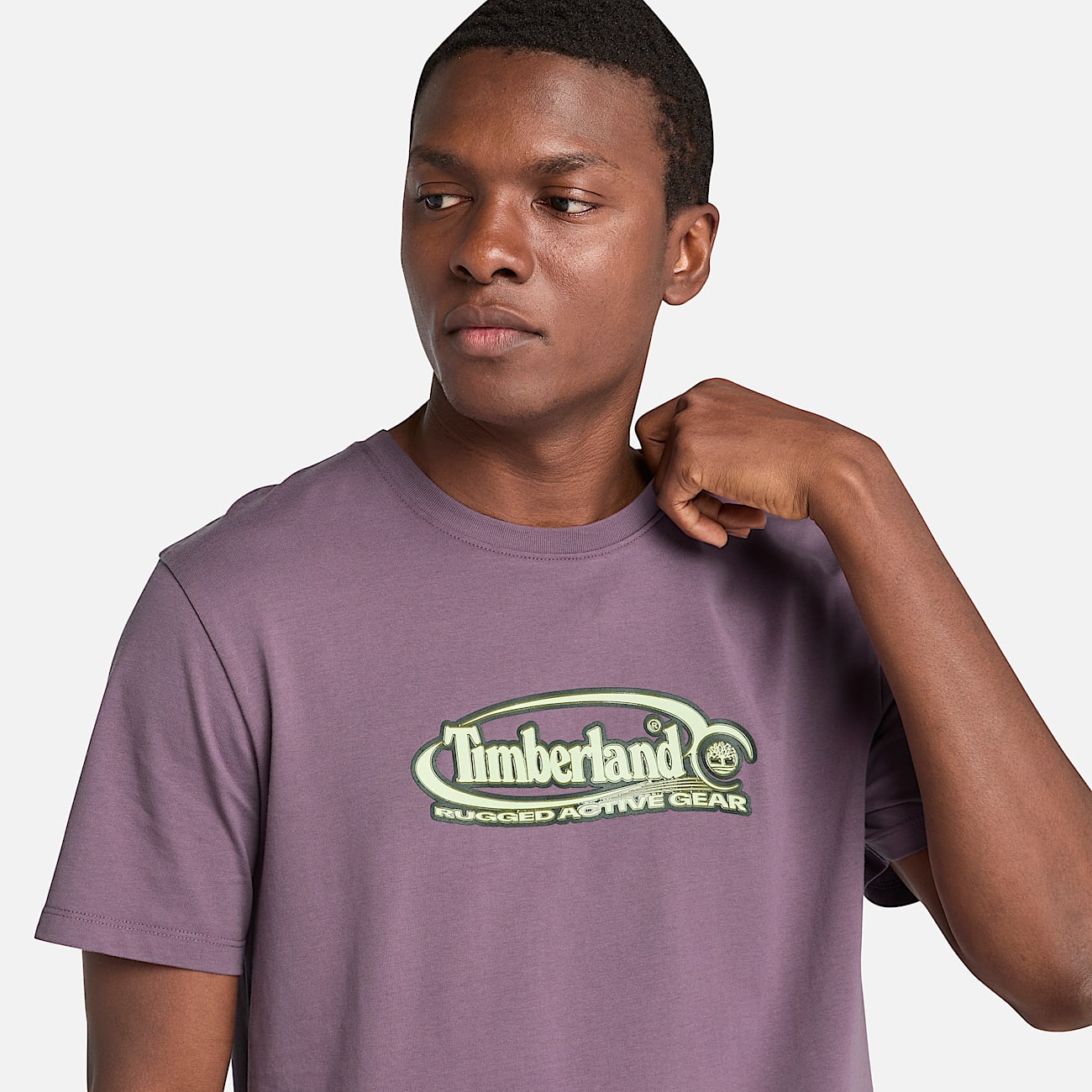T-shirt con Logo Ovale Grande da Uomo in viola - 3