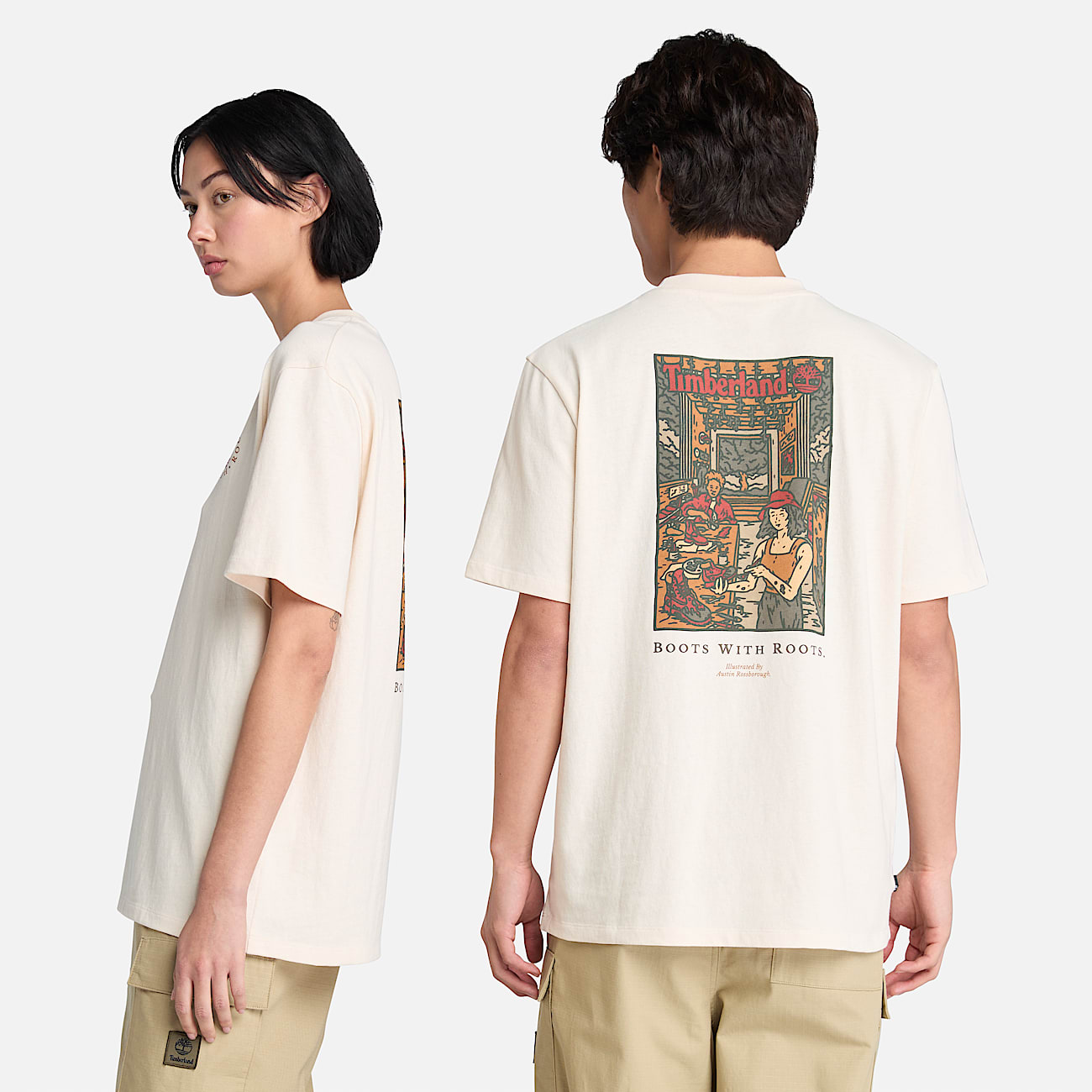 All Gender T-shirt met gebleekte 'Boot Lab'-print op de rug in Ongeverfde stof - 4