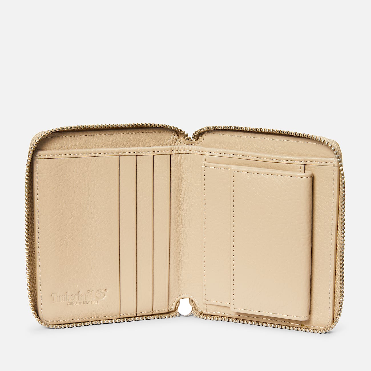 Leather Square Zip Wallet for Women in Beige - 2