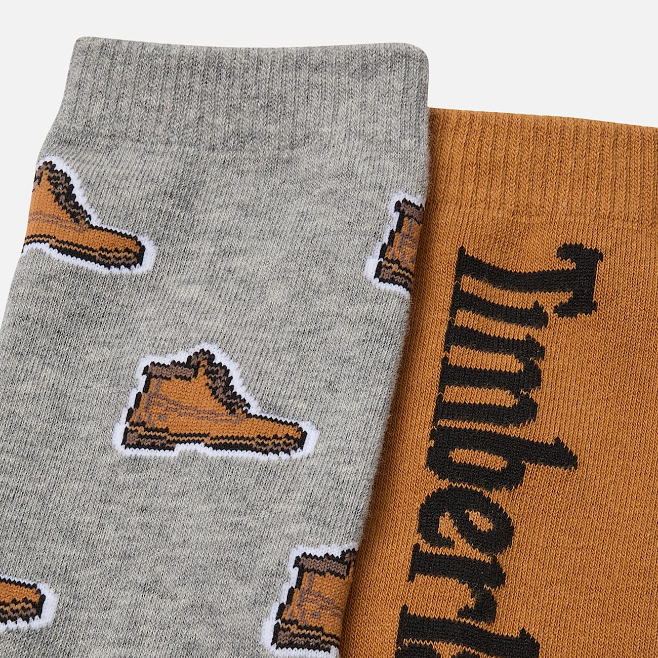 2 Pack Boot Print Crew Socks in Grey - 2