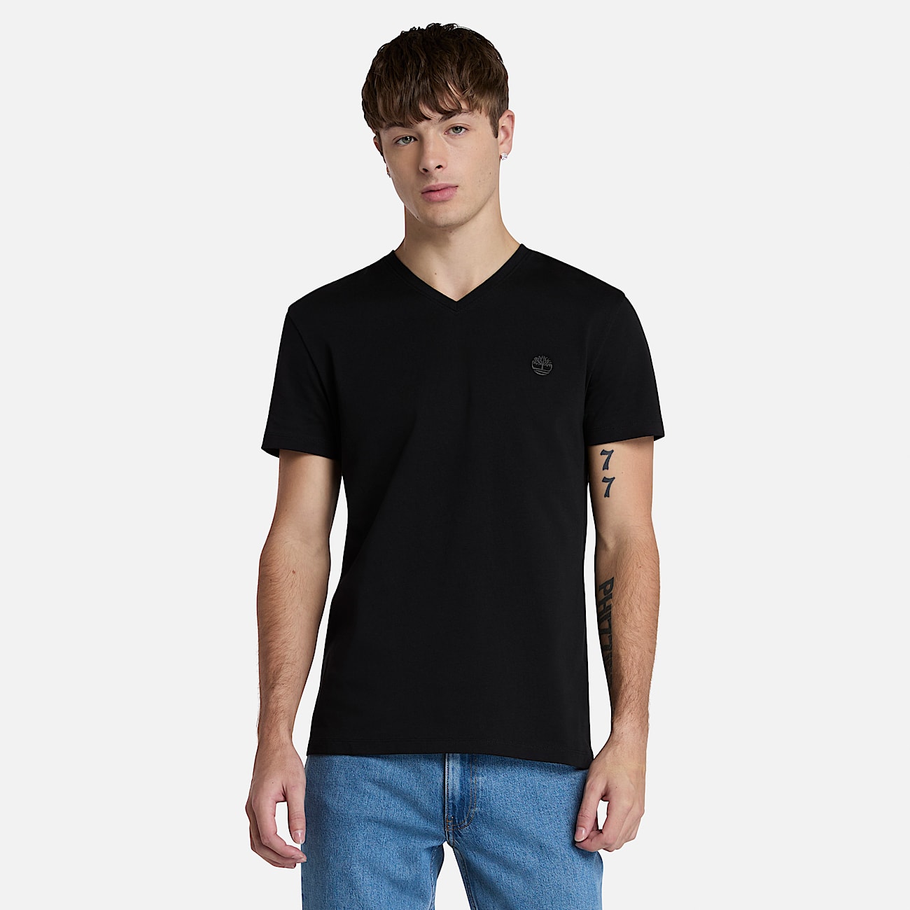 Dunstan River V Neck Short-Sleeve T-Shirt for Men in Black - 1