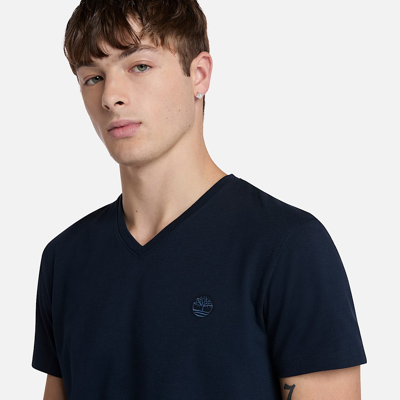Dunstan River V Neck Short-Sleeve T-Shirt for Men in Dark Blue - 3