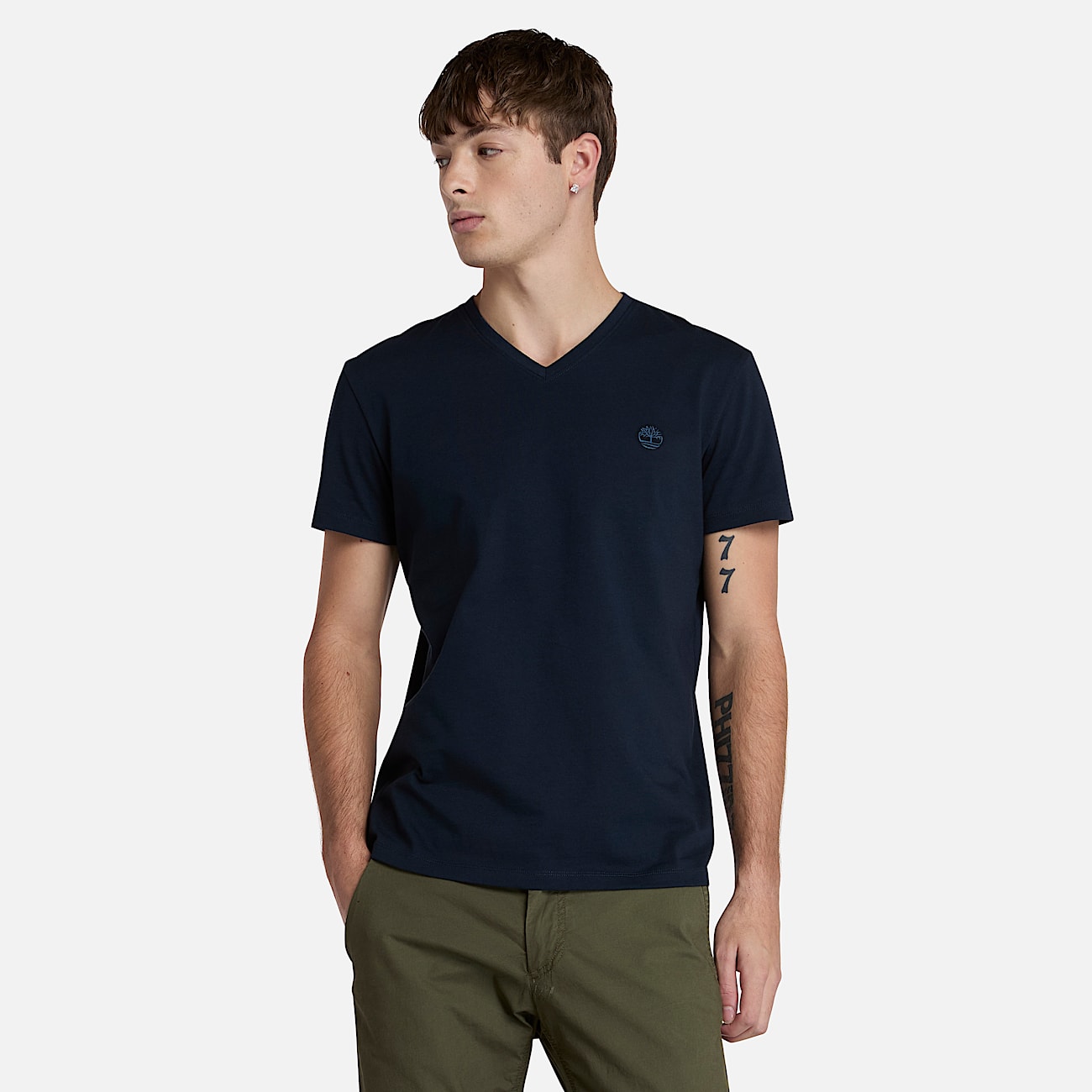 Dunstan River V Neck Short-Sleeve T-Shirt for Men in Dark Blue - 1