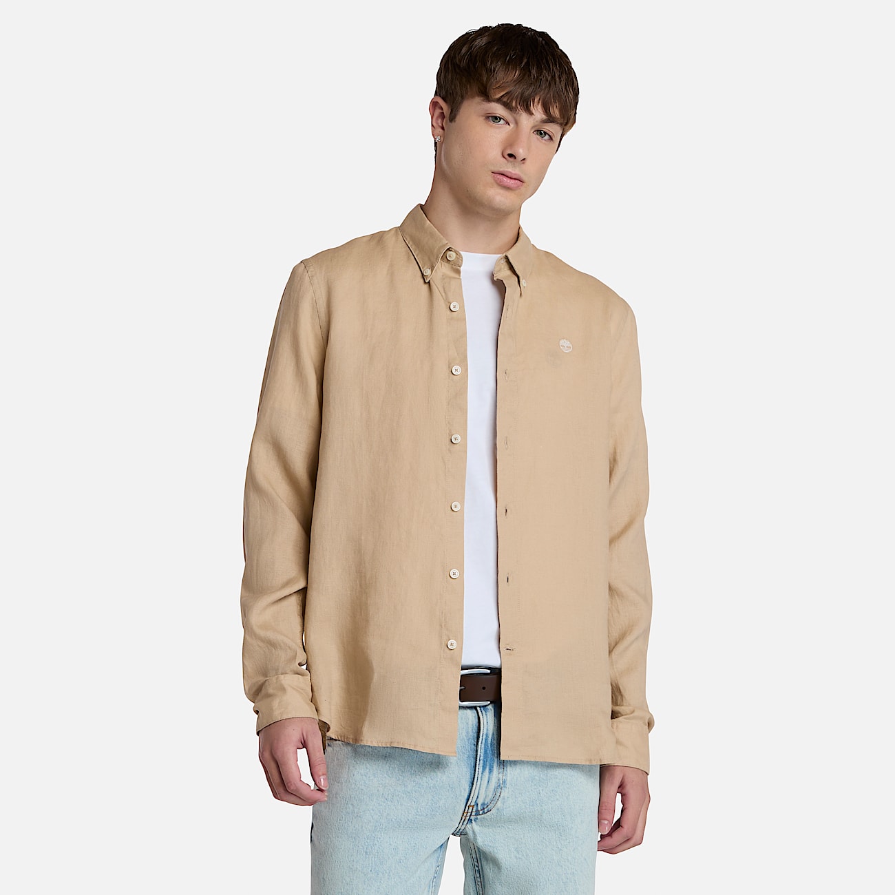 Camicia in Lino Mill Brook da Uomo in beige - 1
