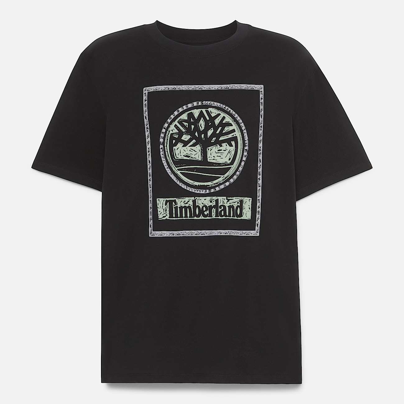 T-Shirt mit Jahreszeiten-Stack-Grafik für Herren in Schwarz