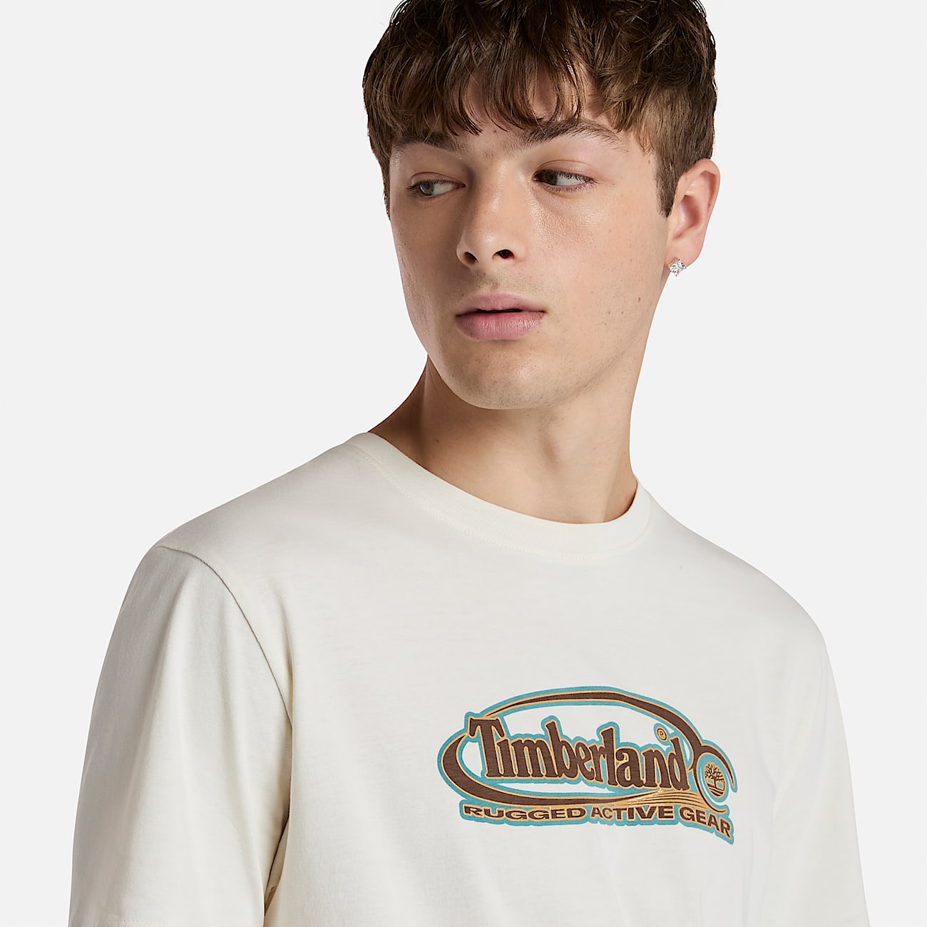 T-shirt con Logo Ovale Grande da Uomo in bianco - 3