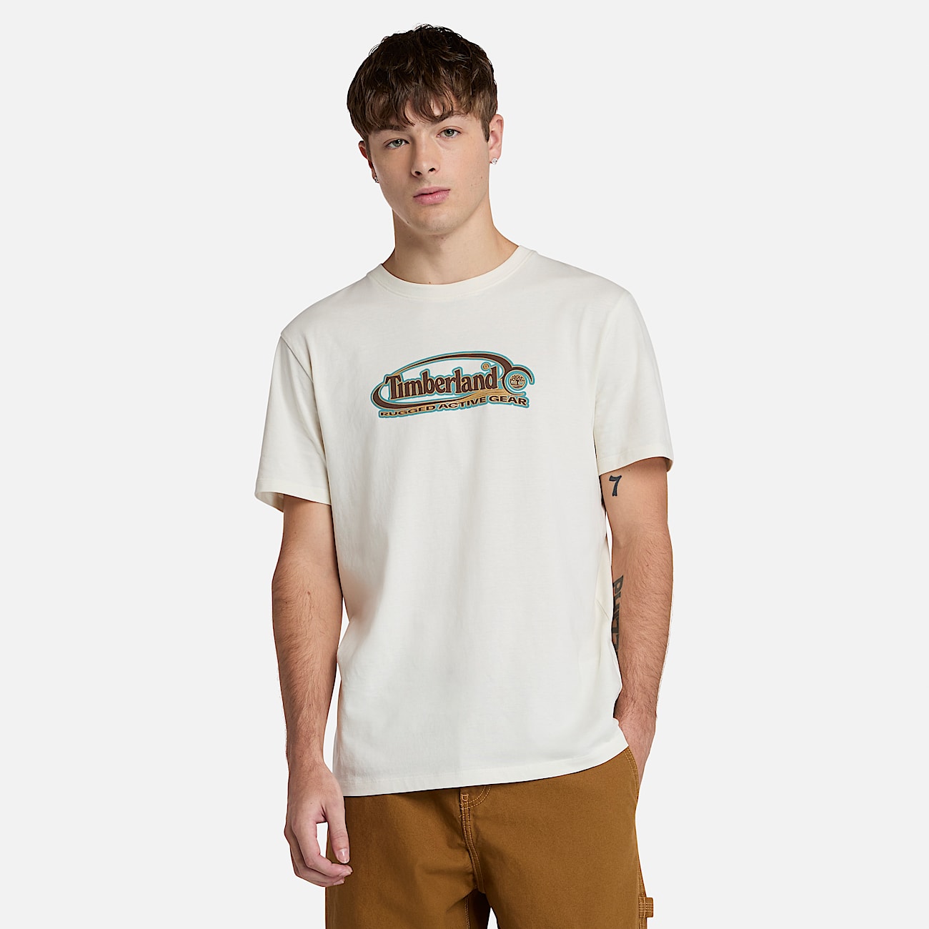 T-shirt con Logo Ovale Grande da Uomo in bianco - 1