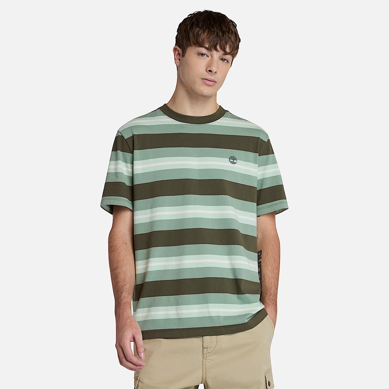 Gestreiftes T-Shirt für Herren in Grün - 1