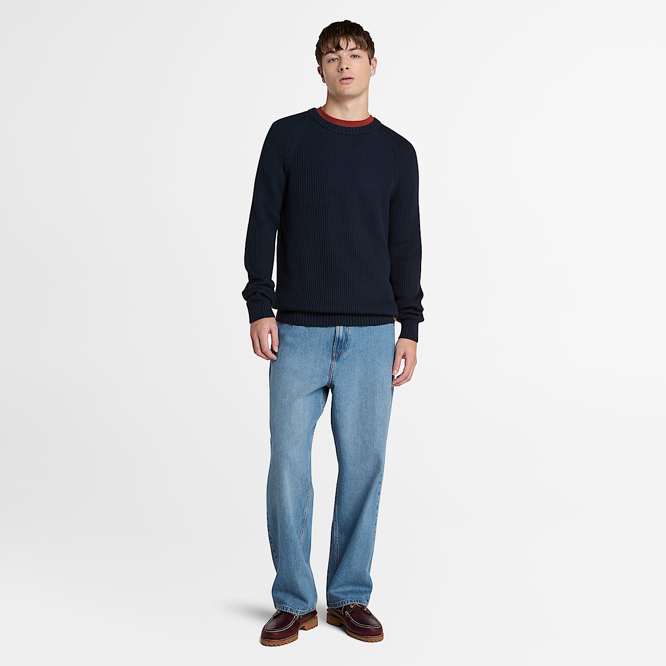 Rippstrickpullover mit Raglanärmeln für Herren in Dunkelblau - 2