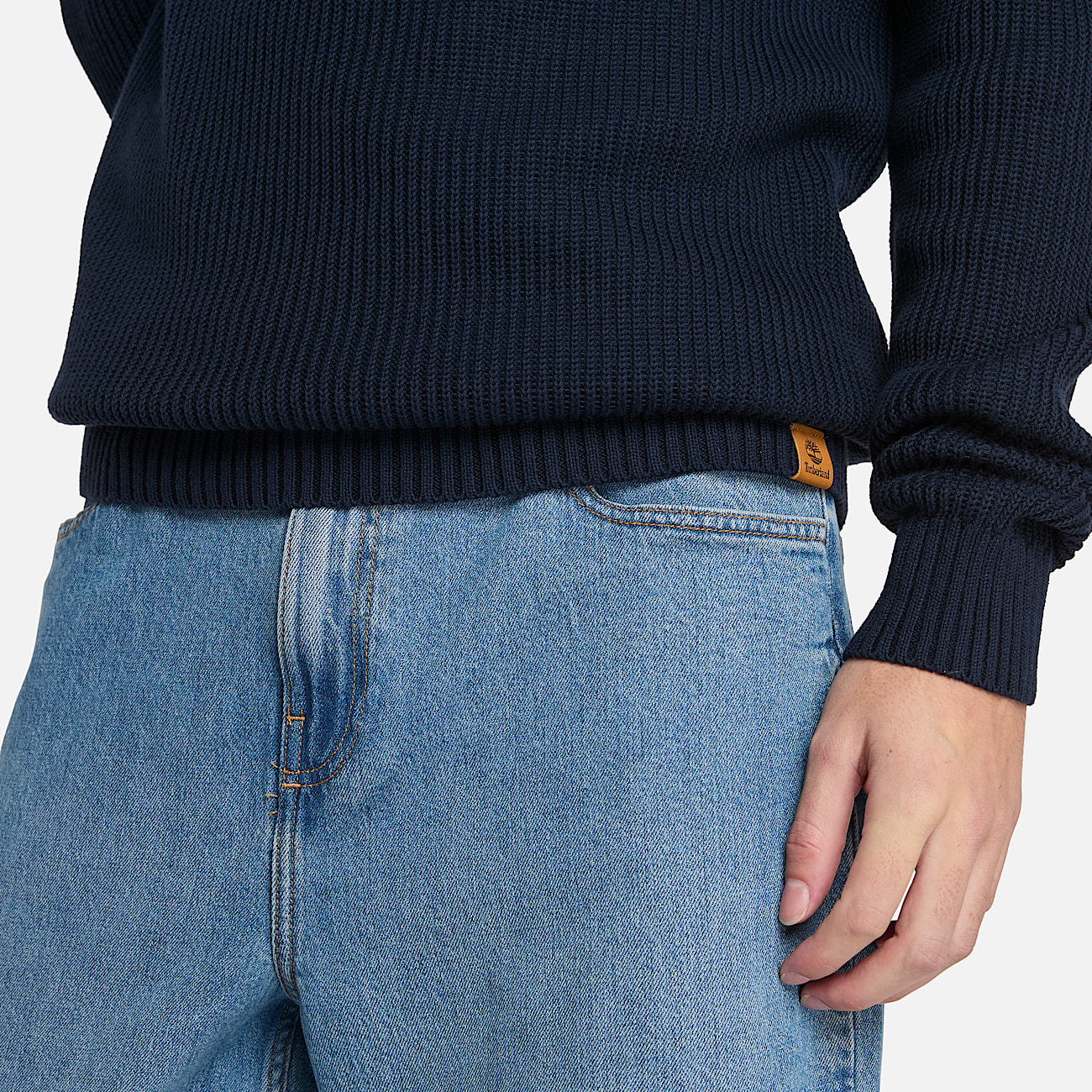Rippstrickpullover mit Raglanärmeln für Herren in Dunkelblau - 3