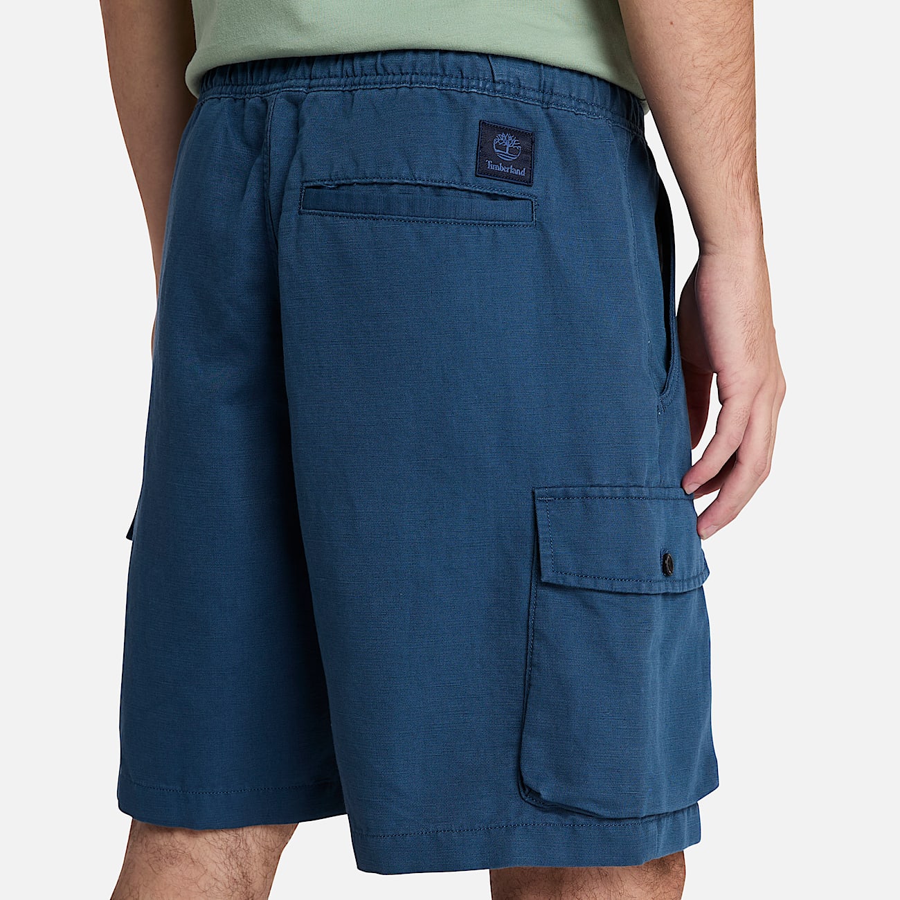 Shorts Utility in Cotone e Lino da Uomo in blu scuro