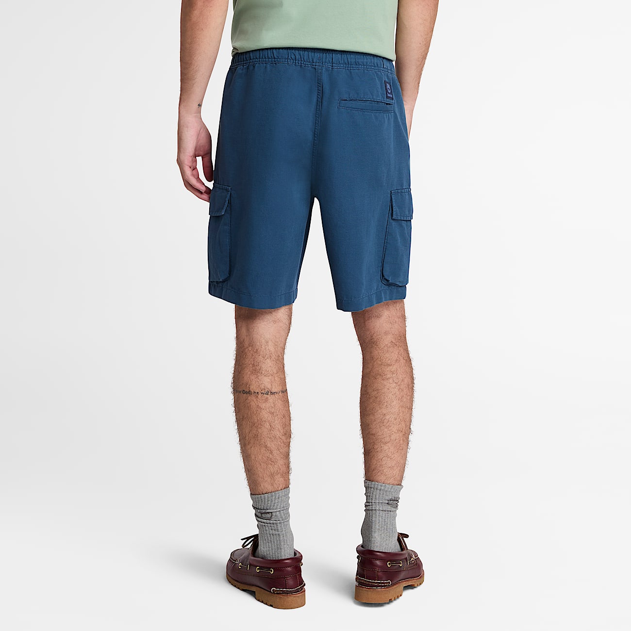 Shorts Utility in Cotone e Lino da Uomo in blu scuro