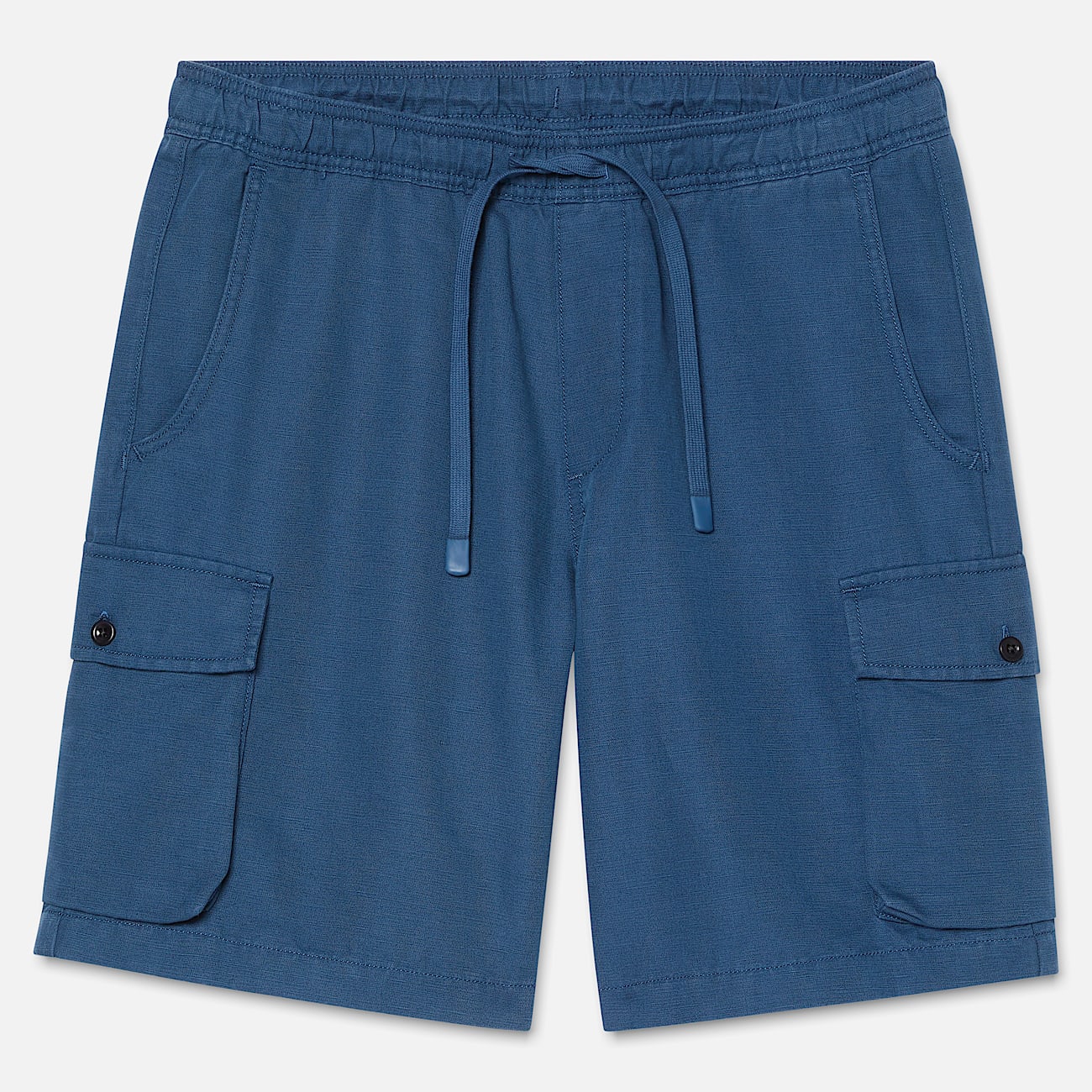 Shorts Utility in Cotone e Lino da Uomo in blu scuro