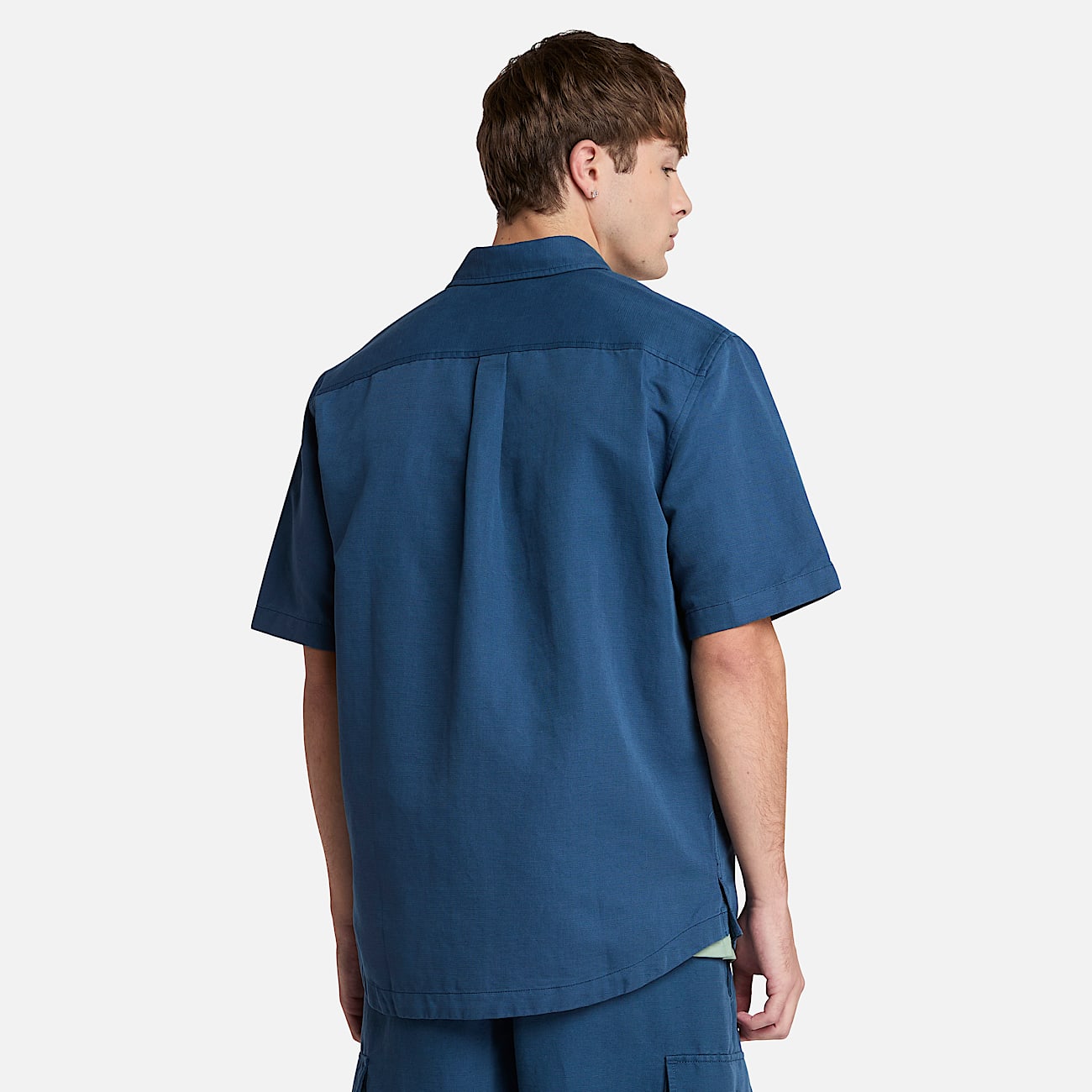 Utility-Hemdjacke aus Baumwolle und Leinen für Herren in Dunkelblau